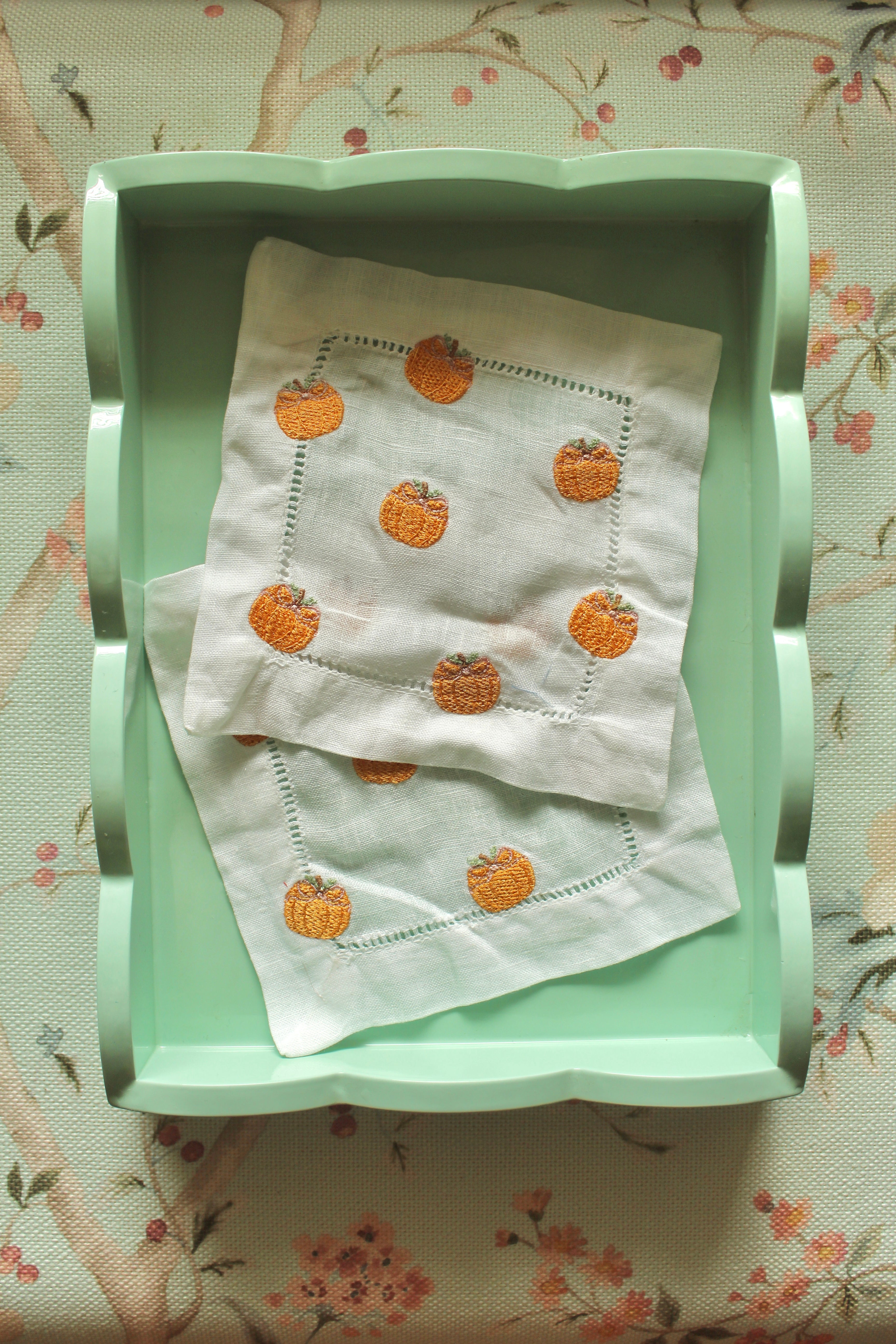 Pink Bow Pumpkin Cocktail Napkins - Set of Two