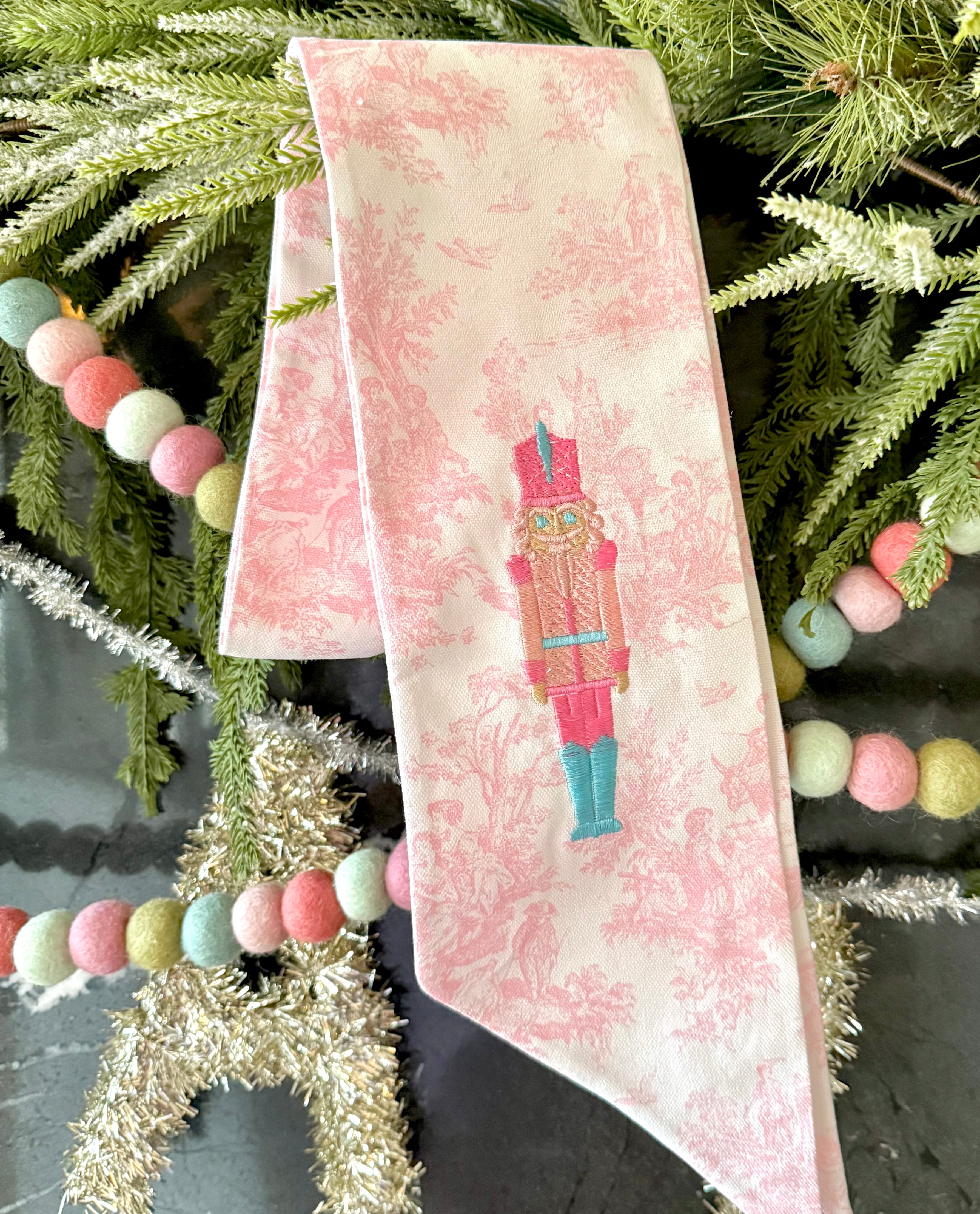 Pink Toile Christmas Sash