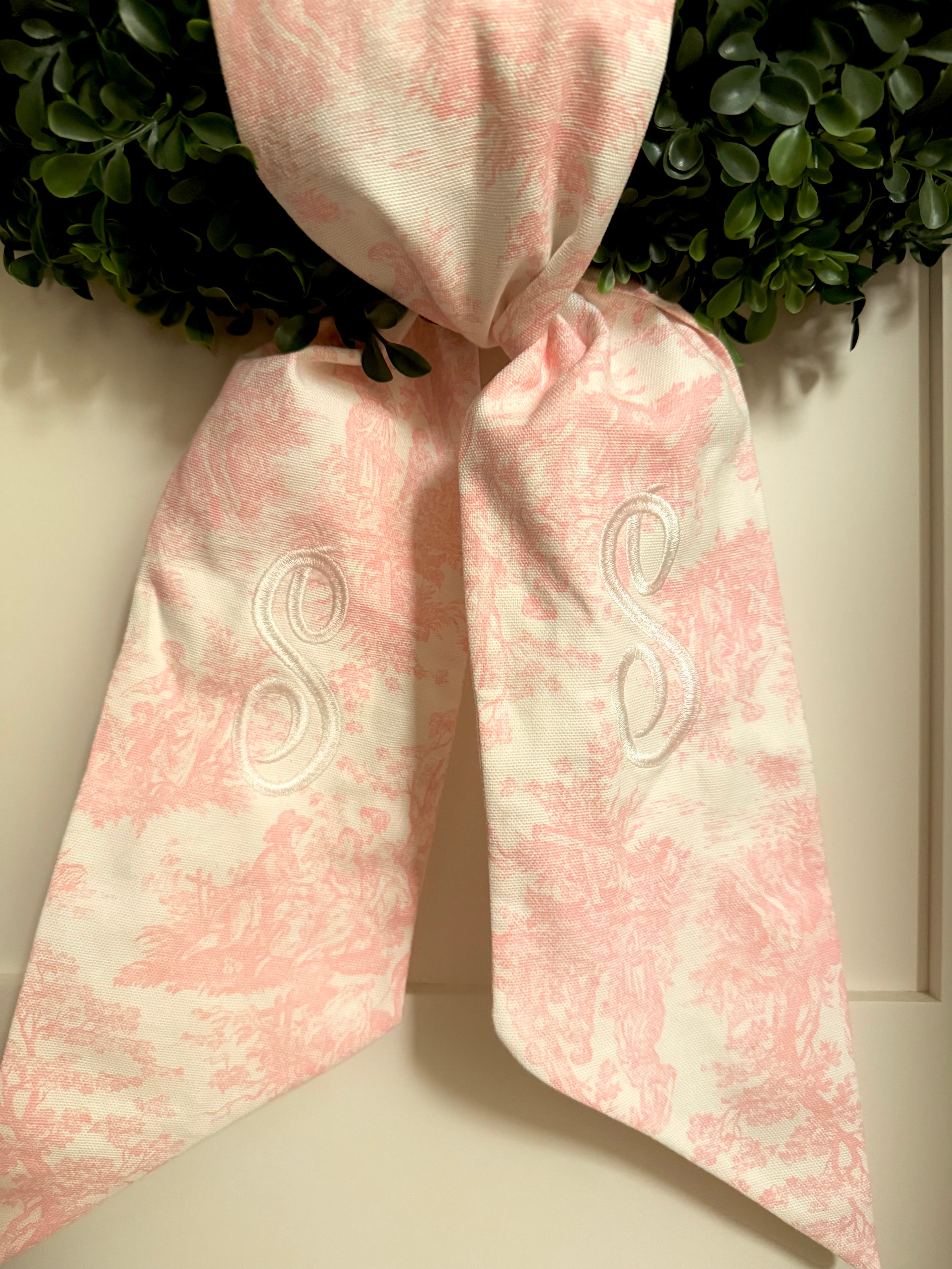 Pink Toile Wreath Sash